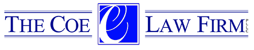 The Coe Law Firm logo made in blue color